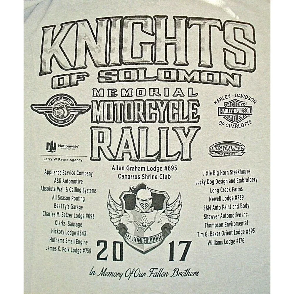 Harley Davidson T Shirt Knights Of Solomon Memorial Motorcycle Rally Mens XL